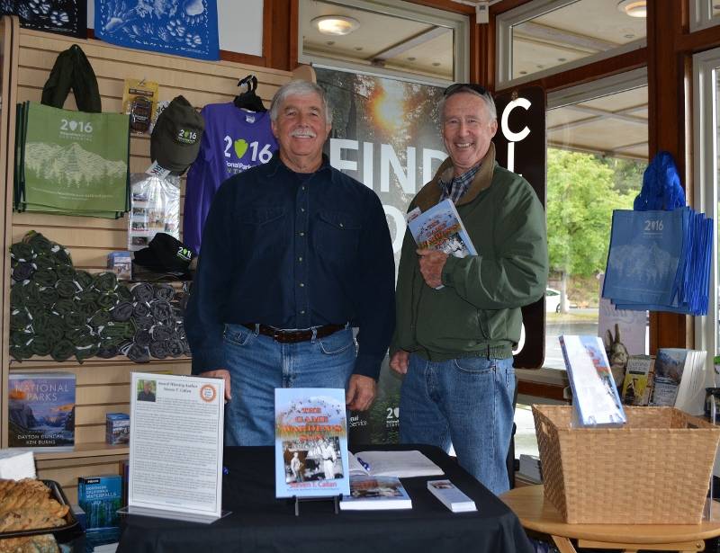 Author Steven T. Callan and friend at the Whiskeytown National Recreation Area book signing for his new book, THE GAME WARDEN'S SON