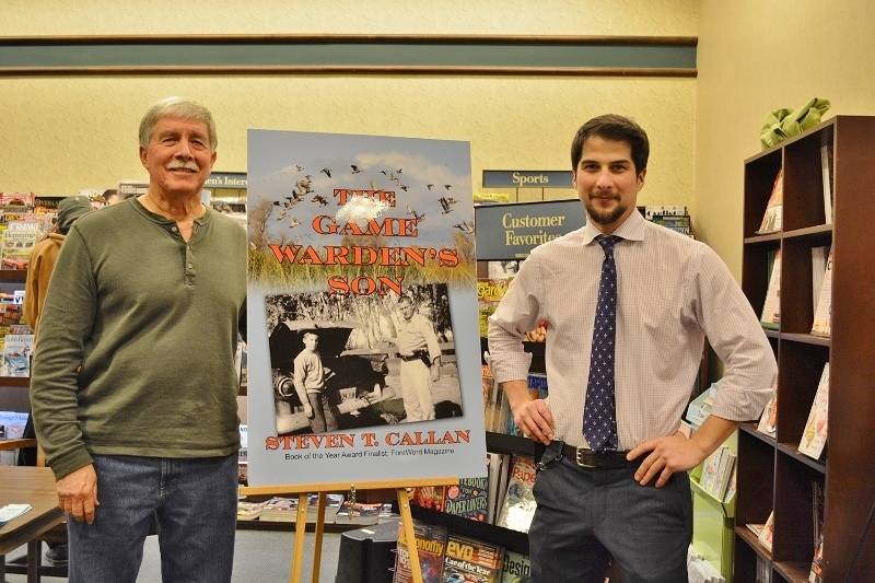 Author Steven T. Callan and store manager Zach Ortwein at Callan's Chico Barnes and Noble Book Signing for The Game Warden's Son