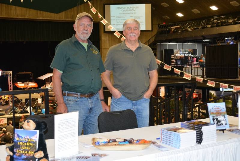 Author Steven T. Callan and friend at a book signing for his new book, The Game Warden's Son, at the Redding Sportsman's Expo, April 1, 2017