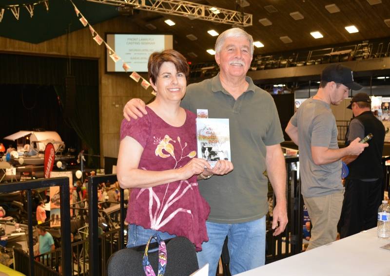 Author Steven T. Callan and friend at a book signing for his new book, The Game Warden's Son, at the Redding Sportsman's Expo, April 1, 2017
