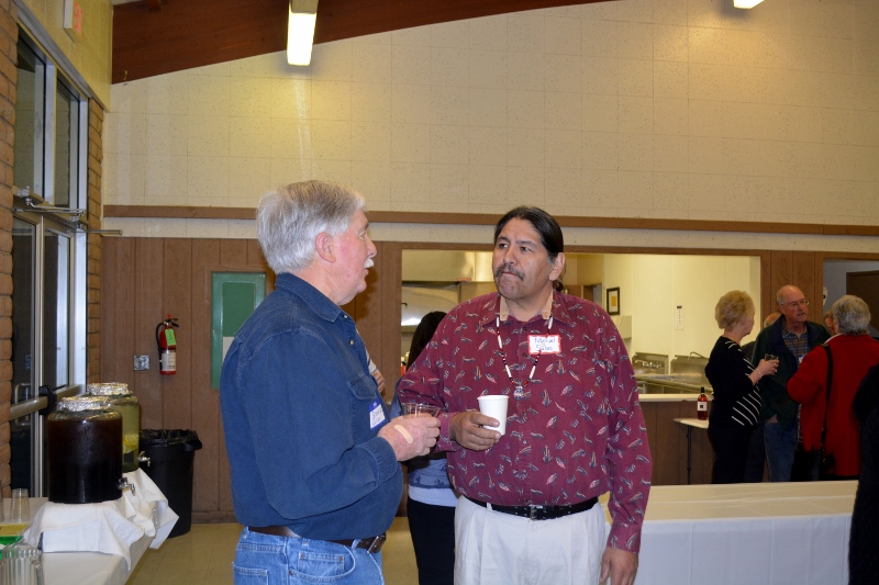 Author Steven T. Callan and Miguel Salas visit at the Orland Alumni Association Awards Dinner.