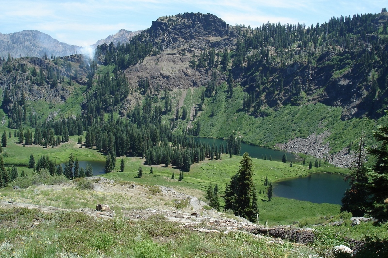 The Marble Mountain Wilderness contains eighty-nine lakes, including Frying Pan, Lower Sky High, and Upper Sky High lakes.
