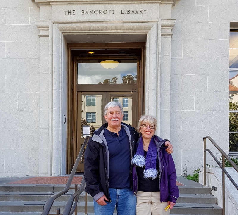 Award-winning author Steven T. Callan and his wife, Kathy, outside UC Berkeley's Bancroft Library