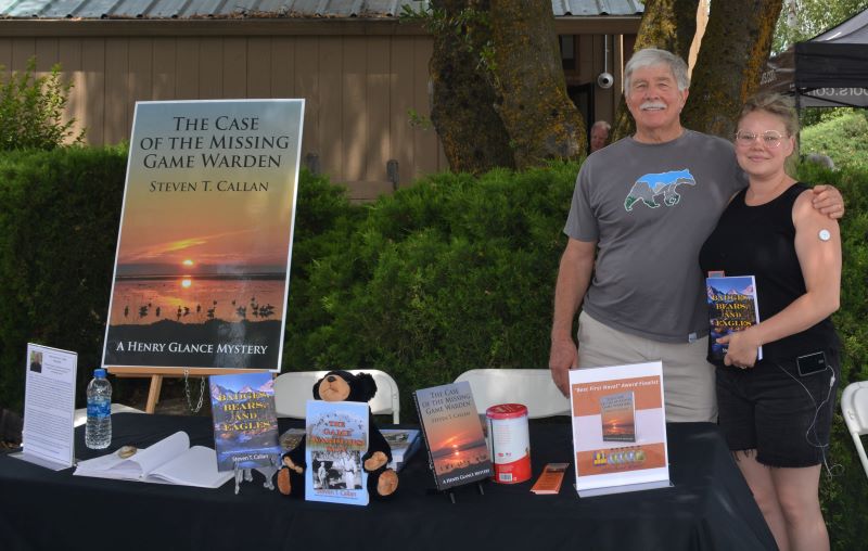 Author Steven T. Callan and friend at the author's recent book signing at Redding's Fly Shop