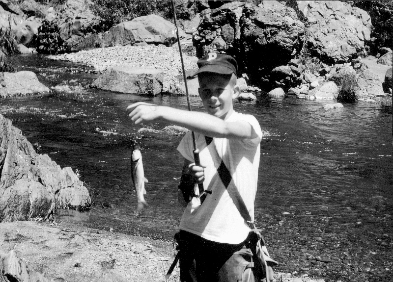 Author Steven T. Callan as a boy, fishing in Grindstone Creek, west or Orland, CA (circa 1963)