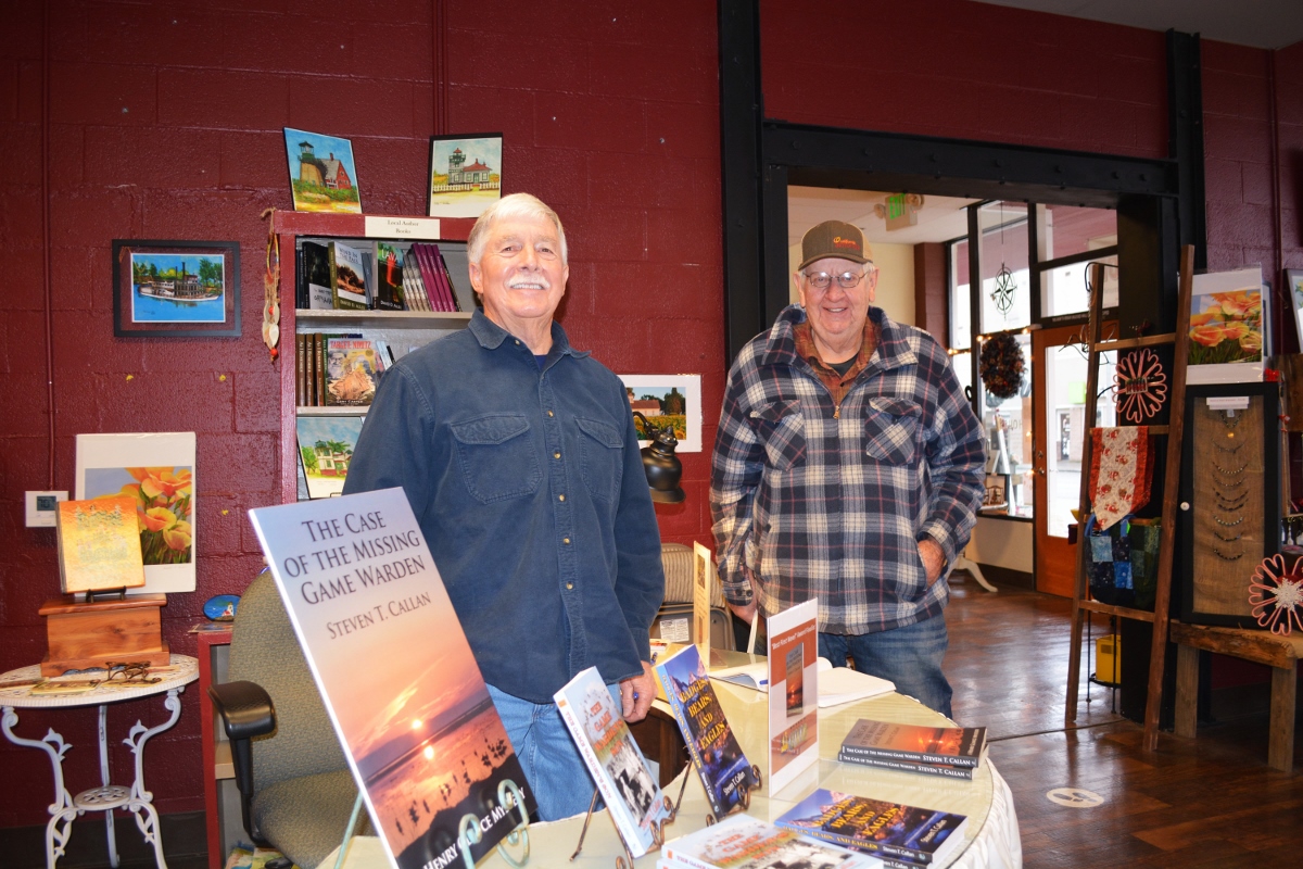 Author Steven T. Callan and friend at his book signing at Orland's Rusty Wagon boutique