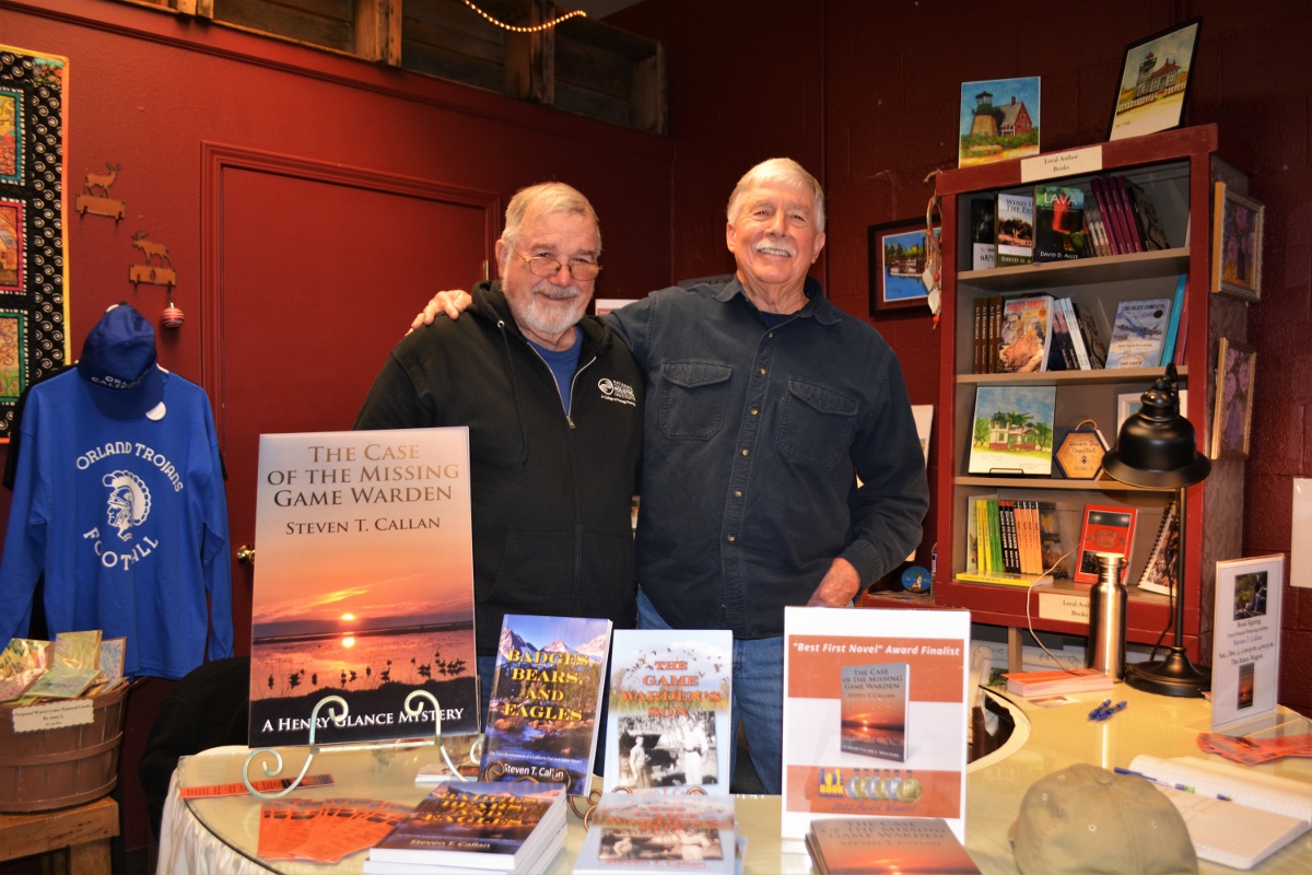 Author Steven T. Callan and friend at his book signing at Orland's Rusty Wagon boutique