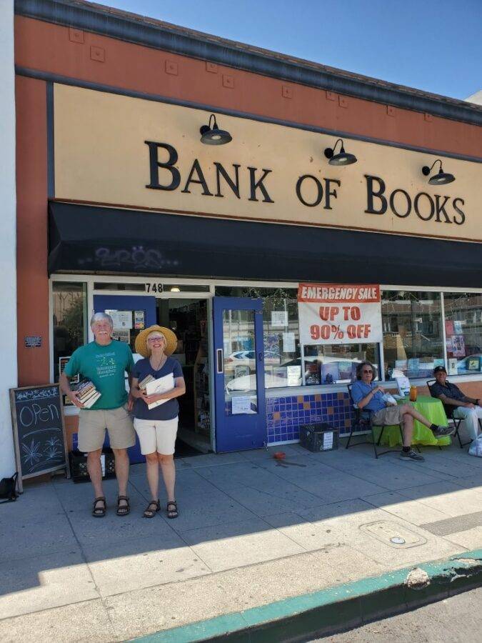 Author Steven T. Callan and his wife, Kathy, visit Bank of Books in Ventura, August 2022. The award-winning author and his wife will be at the Bank of Books in Santa Paula on August 5, 2023, for a book signing. Bank of Books will have copies of all of his award-winning books on hand.