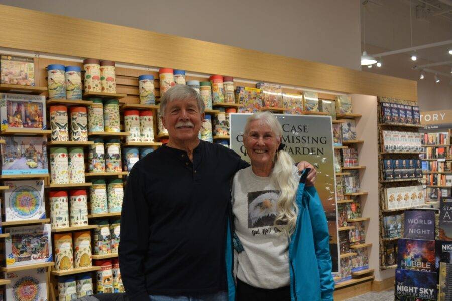 Author Steven T. Callan and friend at the author’s book signing during the grand opening of the Redding Barnes and Noble, January 24, 2024.