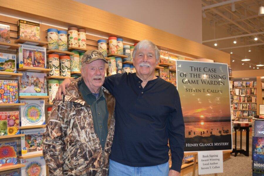 Author Steven T. Callan and friend at the author’s book signing during the grand opening of the Redding Barnes and Noble, January 24, 2024.