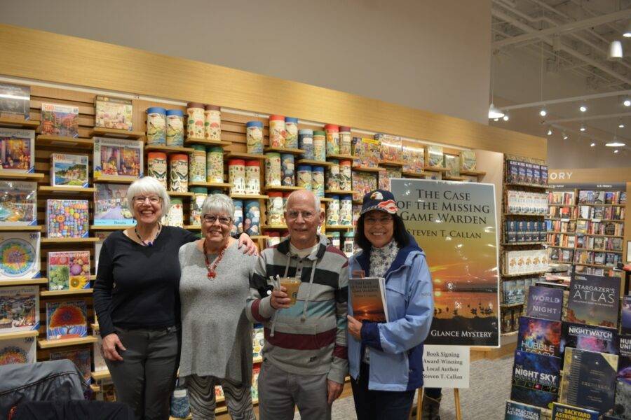 Kathy Callan, Author Steven T. Callan's wife, and friends at the author’s book signing during the grand opening of the Redding Barnes and Noble, January 24, 2024.