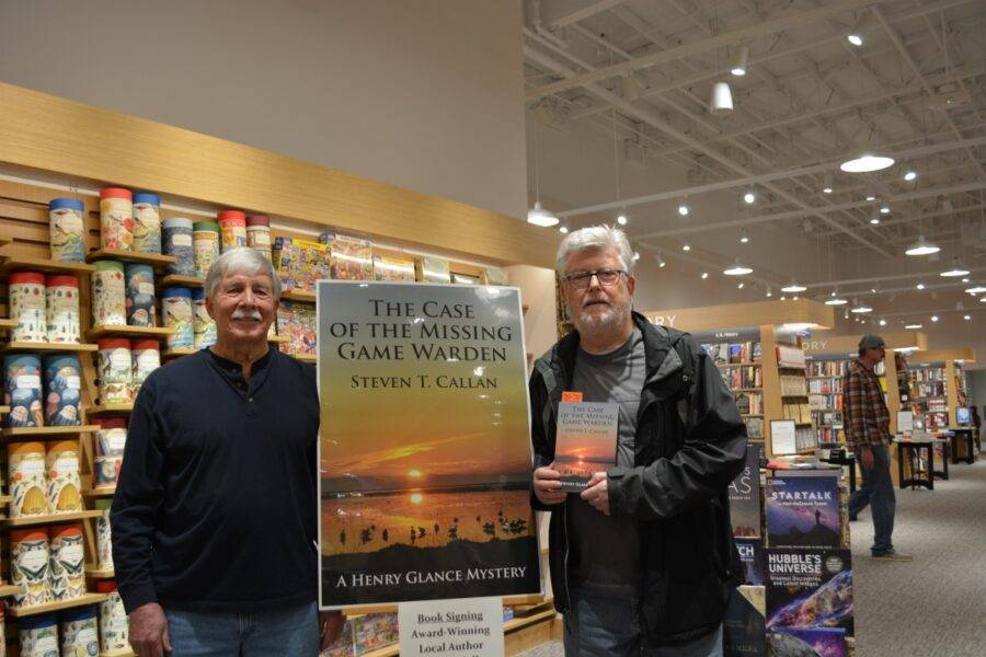 Author Steven T. Callan and friend at the author’s book signing during the grand opening of the Redding Barnes and Noble, January 24, 2024.